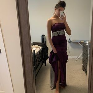 Gorgeous Plum & Silver Satin Ballgown| Prom Dress